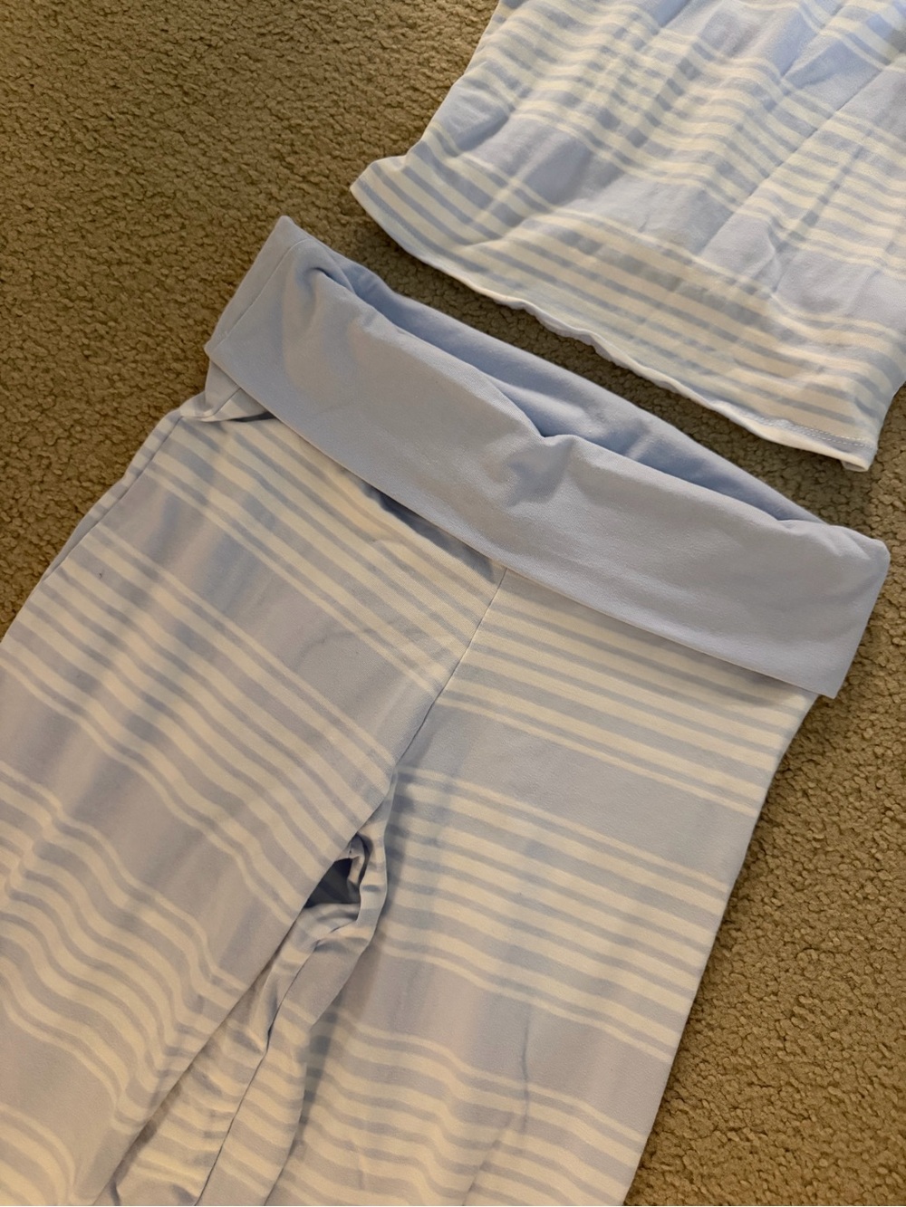 Light Blue Striped Wide-Leg Lounge Set - Picture 2 of 3